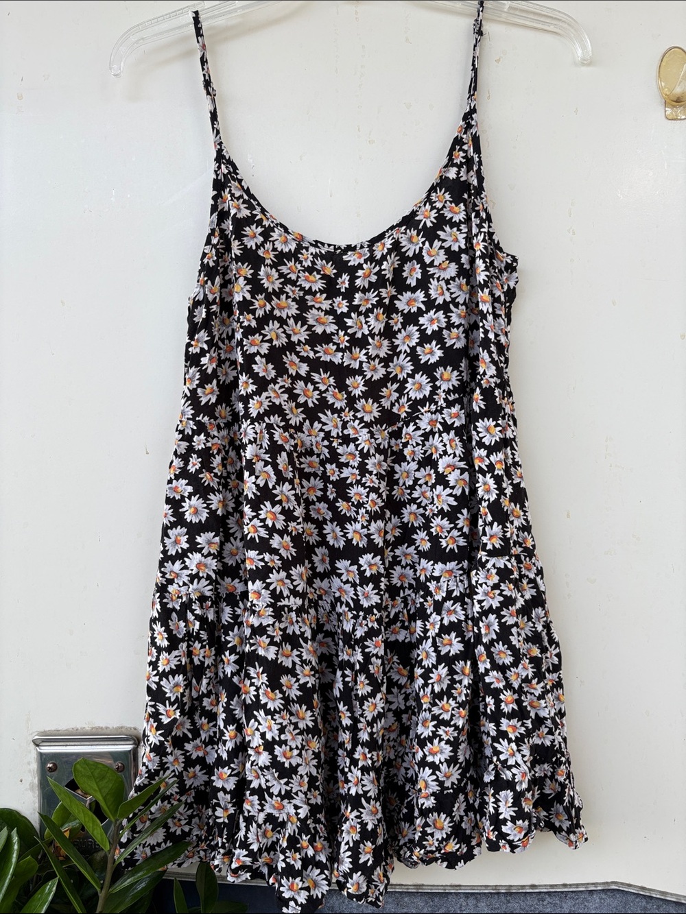 Brandy Melville Black Daisy Print Dress with Yellow Centers - Picture 2 of 6